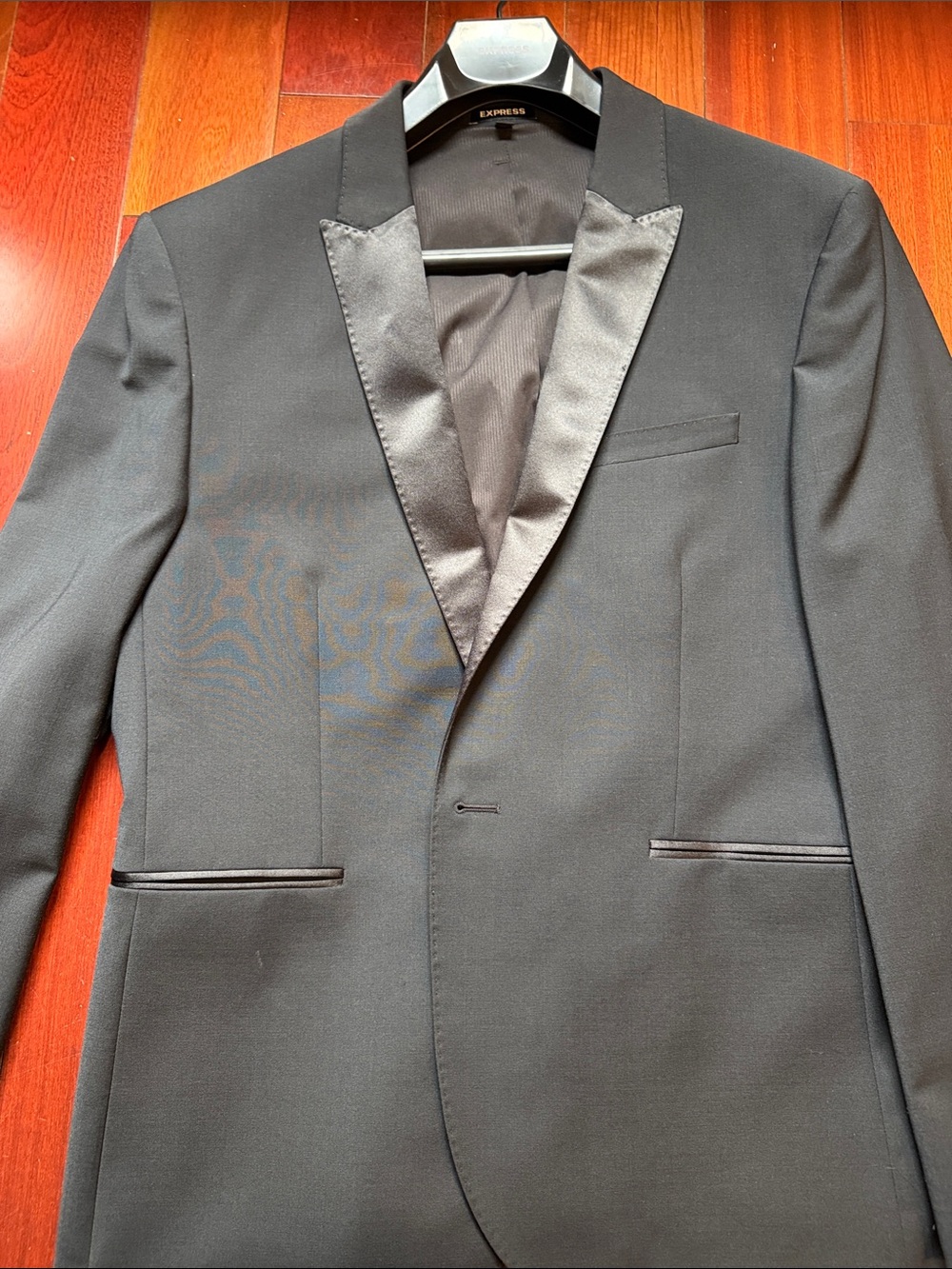 Express Black Satin-Lapel Tuxedo Blazer